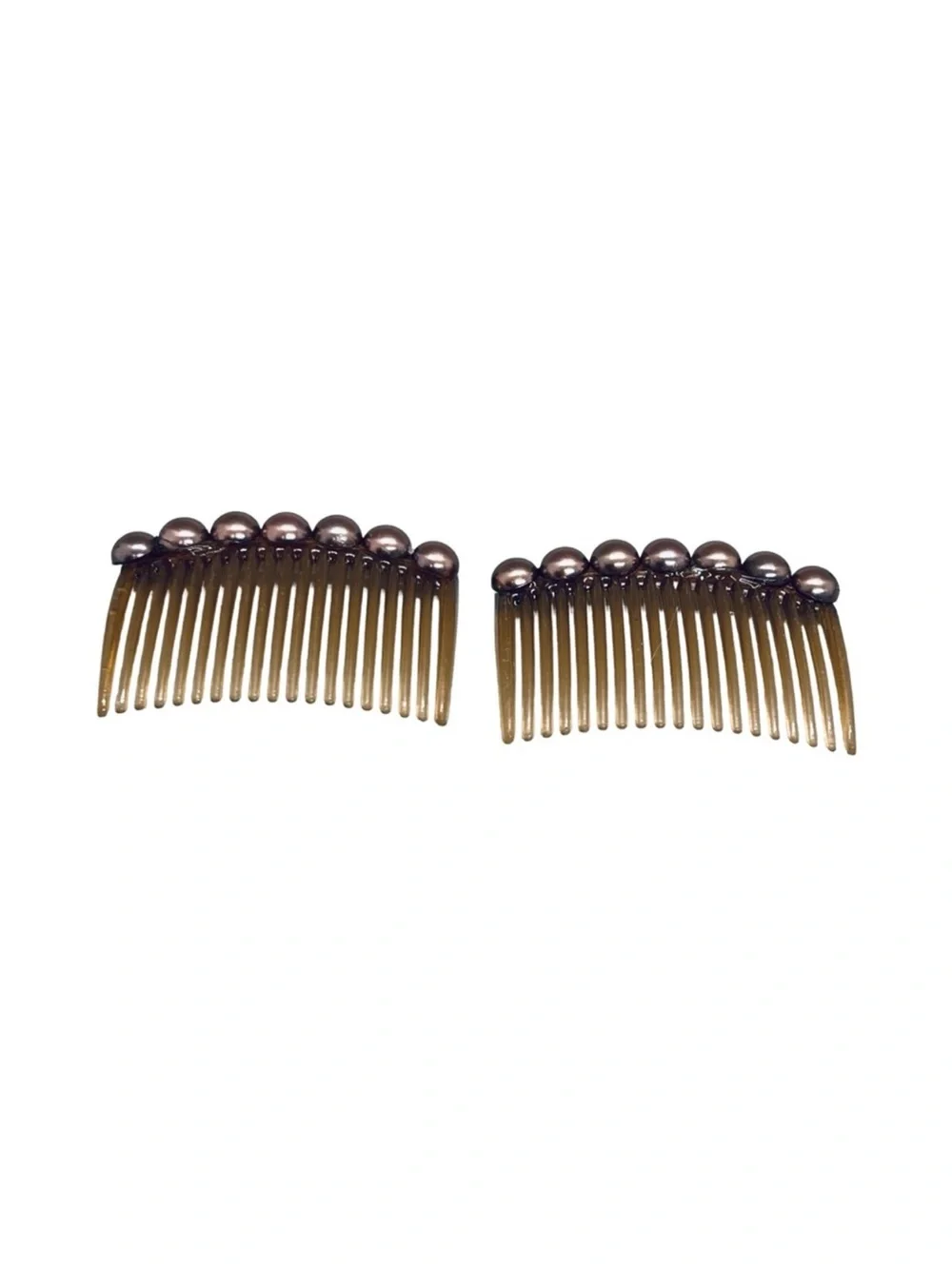 Elegant Brown Hair Combs with Metallic Brown Accents 2 pc Set FINAL PRICE DROP